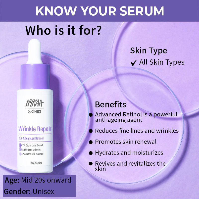 Nykaa SkinRX 2% Advanced Retinol Night Face Serum for Anti- Ageing Reduces Fine Lines & Wrinkles