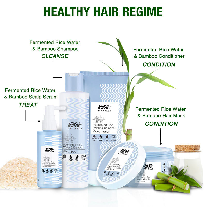 Nykaa Naturals Fermented Rice Water & Bamboo Shampoo & Conditioner Combo For Dry & Damaged Hair