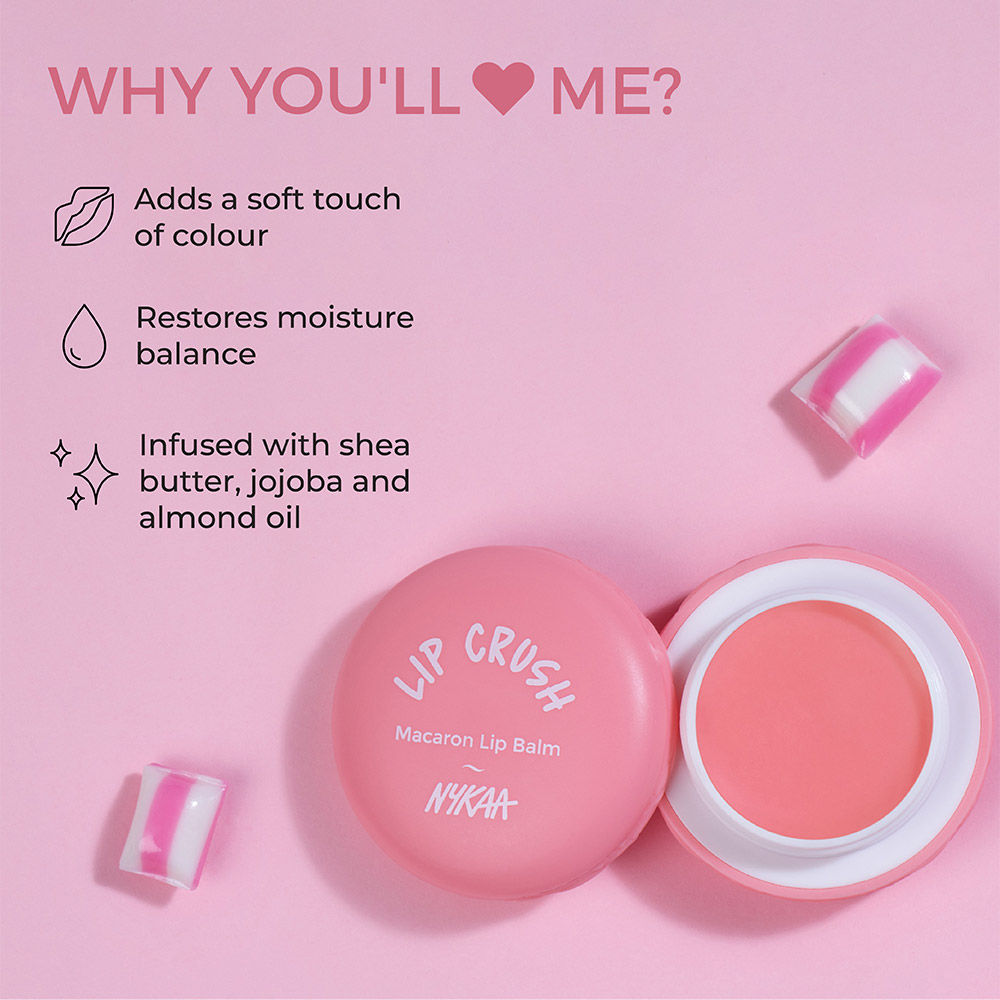 Nykaa Lip Crush Macaron Lip Balm with Shea Butter & Vitamin E